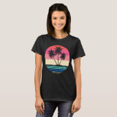 T-shirt Plage de Junipero Beach Retro Sunset Palm Trees (Devant entier)