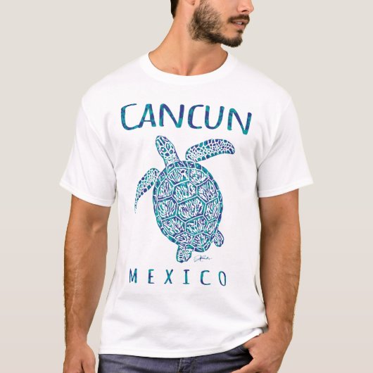 T-shirt Plage de la tortue de mer de Cancun Mexique (Devant)