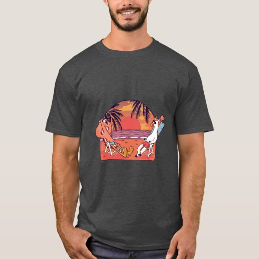 T-shirt Plage de licorne flamant rose (Devant)