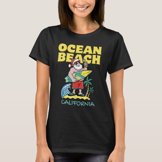 T-shirt PLAGE DE L'OCÉAN CALIFORNIE Père Noël Christmas Su (Devant)