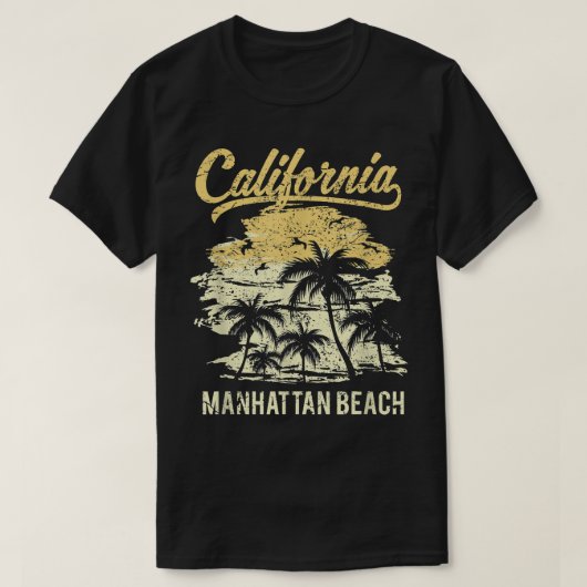 T-shirt Plage de Manhattan en Californie (Design devant)