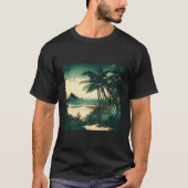 T-shirt Plage de mer tropicale Palm Tree Ocean Wave Nature (Devant)