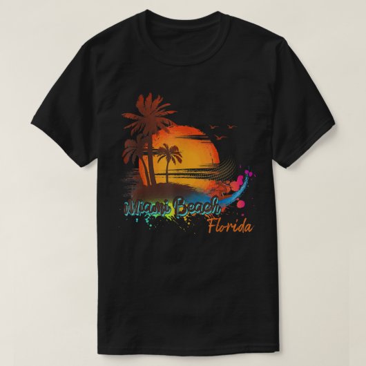 T-shirt Plage de Miami Beach Floride Été Palmiers Coucher  (Design devant)
