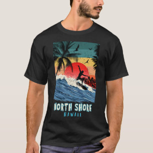 T-shirt Plage de North Shore Hawaï Surf Vintage Rétro Palm
