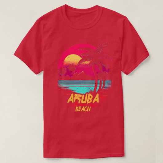 T-shirt Plage de Retrowave Beach Aruba (Design devant)