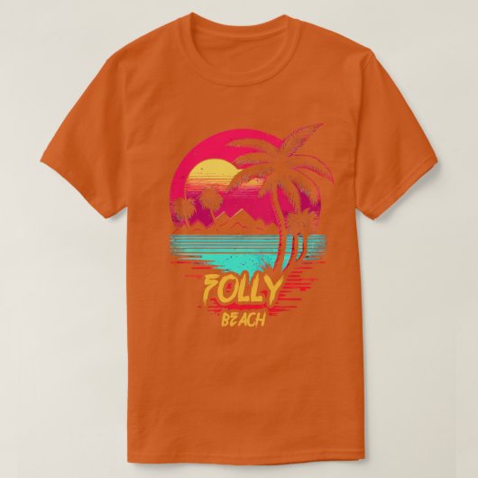 T-shirt Plage de Retrowave Beach Folly Beach (Design devant)