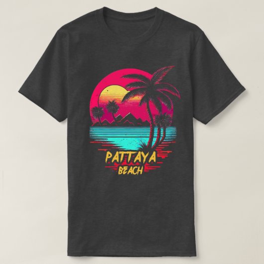 T-shirt Plage de Retrowave Pattaya Beach (Design devant)