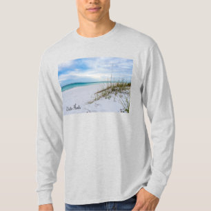T-shirt Plage De Sable Blanc Et D'Oats De Mer Longue Manch