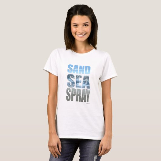 T-shirt Plage de sable de plage et de vaporisateur Slogan (Devant entier)