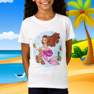 T-Shirt plage de sirène pour filles mignonnes