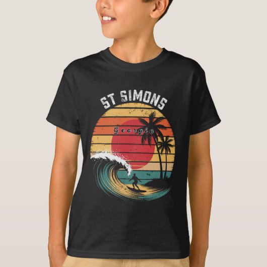 T-shirt Plage de St Simons Géorgie Plage Surf (Devant)