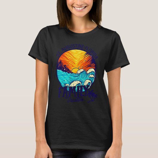 T-shirt Plage de Sunset Rétro St Augustine Floride Famill (Devant)
