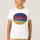 T-shirt Plage de Sunset Tropical Palm Feuille Ocean Waves (Devant)