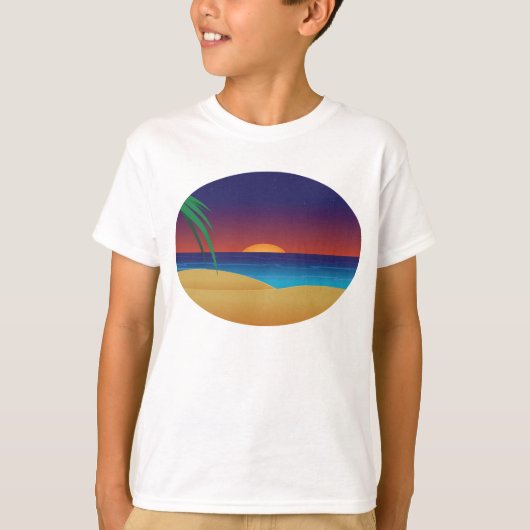 T-shirt Plage de Sunset Tropical Palm Feuille Ocean Waves (Devant)