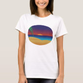 T-shirt Plage de Sunset Tropical Palm Feuille Ocean Waves (Devant)