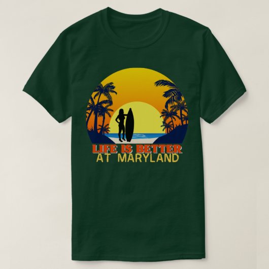 T-shirt Plage de surfer joyeuse dans le Maryland (Design devant)