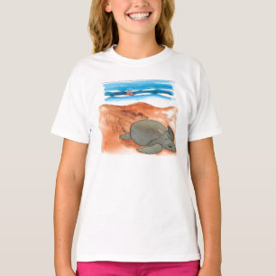 T-shirt Plage de tortue de mer colorée amusante fille