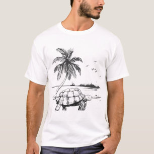 T-shirt Plage de Tortue de Mer Palmier Turquoise