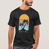 T-shirt Plage de vacances Porto Rico Retro Palm Tree Sunse (Devant)