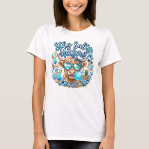 T-shirt Plage de vaches des Highlands Été Drôle