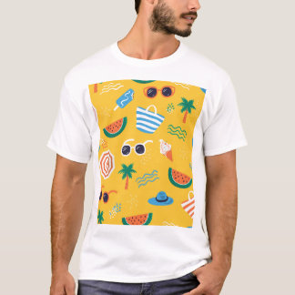 T-shirt Plage d'été : Motif coloré sans couture