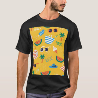 T-shirt Plage d'été : Motif coloré sans couture