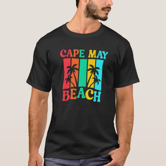 T-shirt Plage du Cap May Vacances d'été Couleurs rétro lum (Devant)
