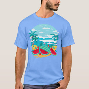 T-shirt Plage exotique Océan Palmiers Melon Fruit Watermel