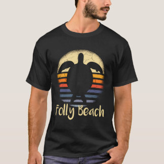 T-shirt Plage Folly Sud Carolina Sc Tête de Mer Tortue
