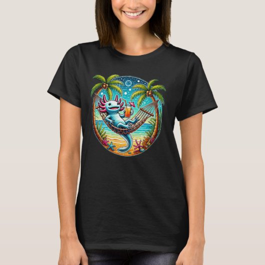 T-shirt Plage Funny Axolotl Hammock (Devant)