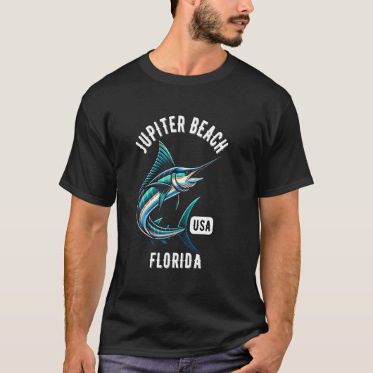 T-shirt Plage Jupiter Floride États-Unis Conception de pêc (Devant)