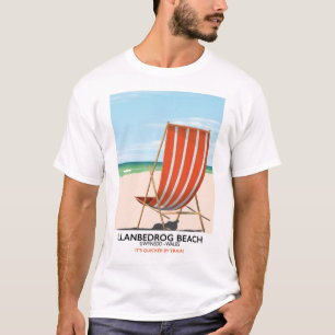 T-shirt Plage Llanrog, affiche balnéaire du Pays de Galles