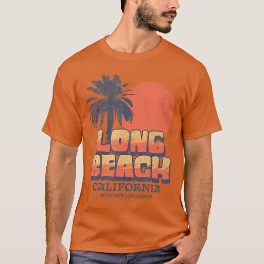 T-shirt Plage longue Californie Rétro Coucher de soleil Pa (Devant)