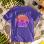 T-shirt Plage mignonne Voyage Tropical Palm Tree Custom Pu<br><div class="desc">Cool jumelé des t-shirts violets vacances en famille pour porter sur une croisière sur l'île. De beaux palmiers devant un joli coucher de soleil rose sur des tee - shirts violets. Parfait tee - shirt sur mesure pour votre séjour d'été à la mer.</div>