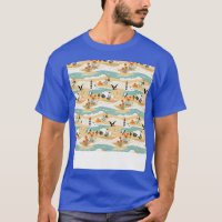 Plage Motif Été Palm Tree Waves Coas