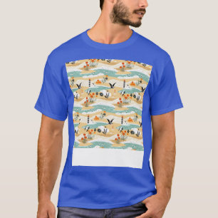 T-shirt Plage Motif Été Palm Tree Waves Coas