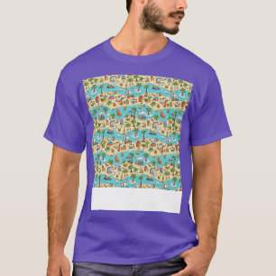 T-shirt Plage Motif Été Palm Tree Waves Coas