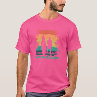 T-shirt Plage Orange Alabama Surfant Arbre Palmier Vintage