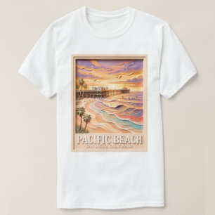 T-shirt Plage Pacifique de San Diego - Voyage de surf text