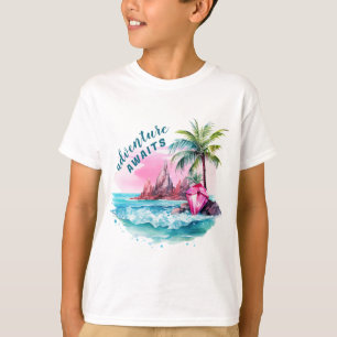 T-shirt Plage Palm Tree Mountain View Aventure Attend