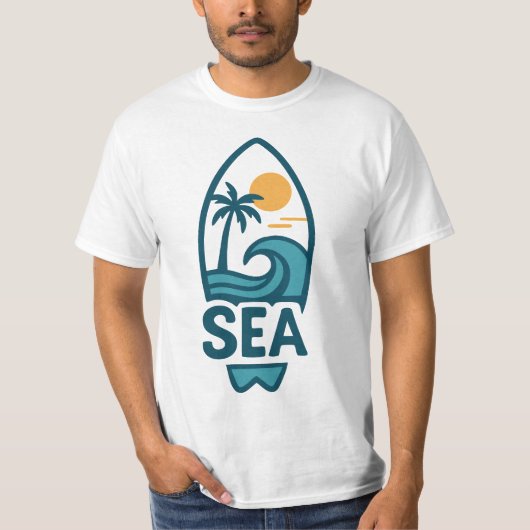 T-shirt Plage Palm Tree & Wave Surboard (Devant)