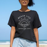 T-shirt Plage personnalisée Coucher de soleil minimaliste<br><div class="desc">Vibes de plage de Boho ! Portez la magie du coucher de soleil de la ville avec nos t-shirts uniques à vous. Personnalisé,  moderne et parfait pour vos vacances à la plage. 🌅 👜 #BeachLifeStyle #BohoChic</div>