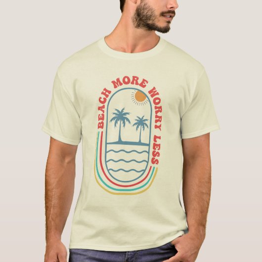 T-shirt "Plage Plus Inquiète Moins", Summer Beach Design (Devant)