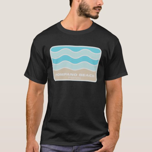 T-shirt Plage Pompano Floride Rétro FL Waves Plage Souveni (Devant)