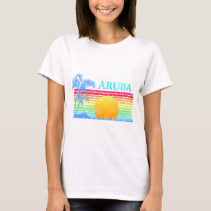 T-shirt Plage Rétro Aruba Coucher de Soleil