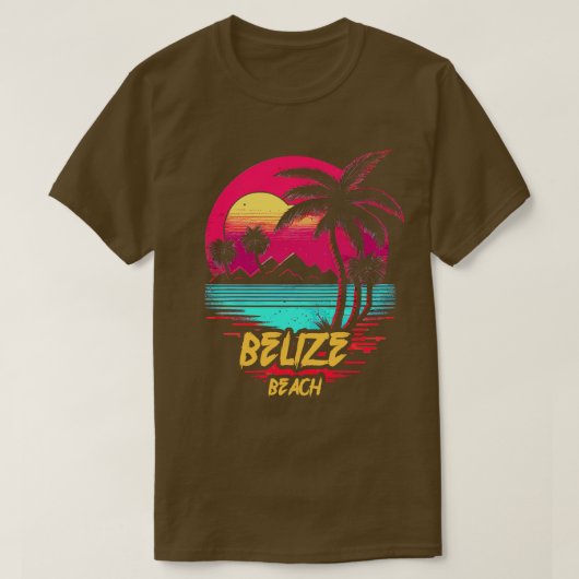 T-shirt Plage Retrowave Beach Belize Beach (Design devant)