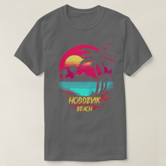 T-shirt Plage Retrowave Hoddevik Beach (Design devant)