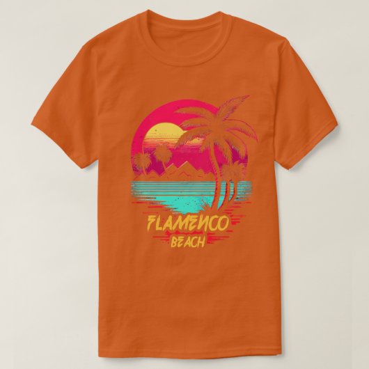 T-shirt Plage Retrowave Plage Flamenco (Design devant)