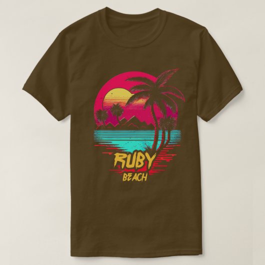 T-shirt Plage Retrowave Ruby Beach (Design devant)