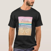 T-shirt Plage rose chic blush avec 2 cœurs dans le sable (Devant)
